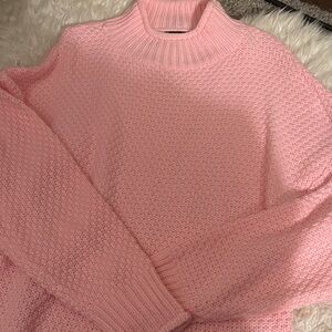 Oversized pink knit sweater